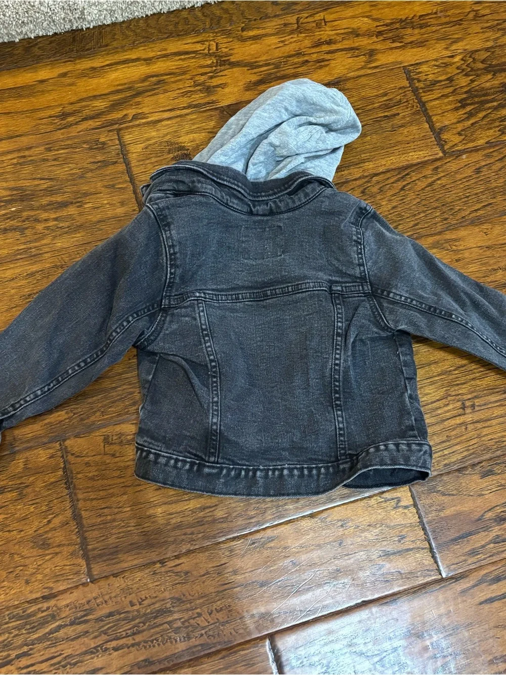 Old Navy Black Denim Jacket with Light Gray Hood